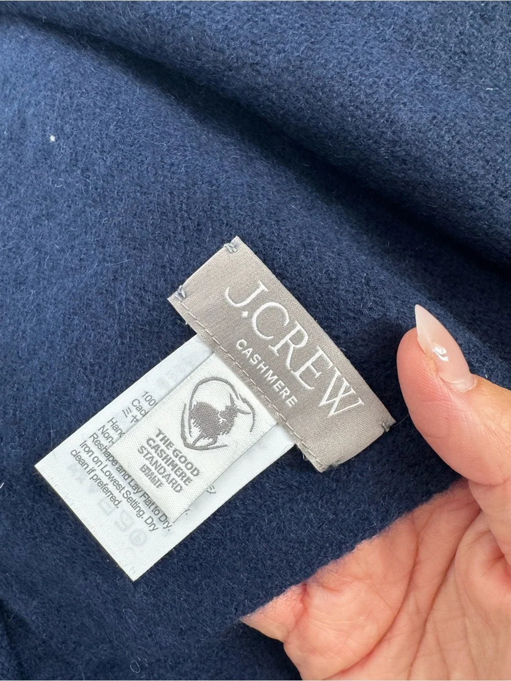 J. Crew Oversized Cashmere Wrap Navy Blue Layer Topper Rustic Cabin One Size